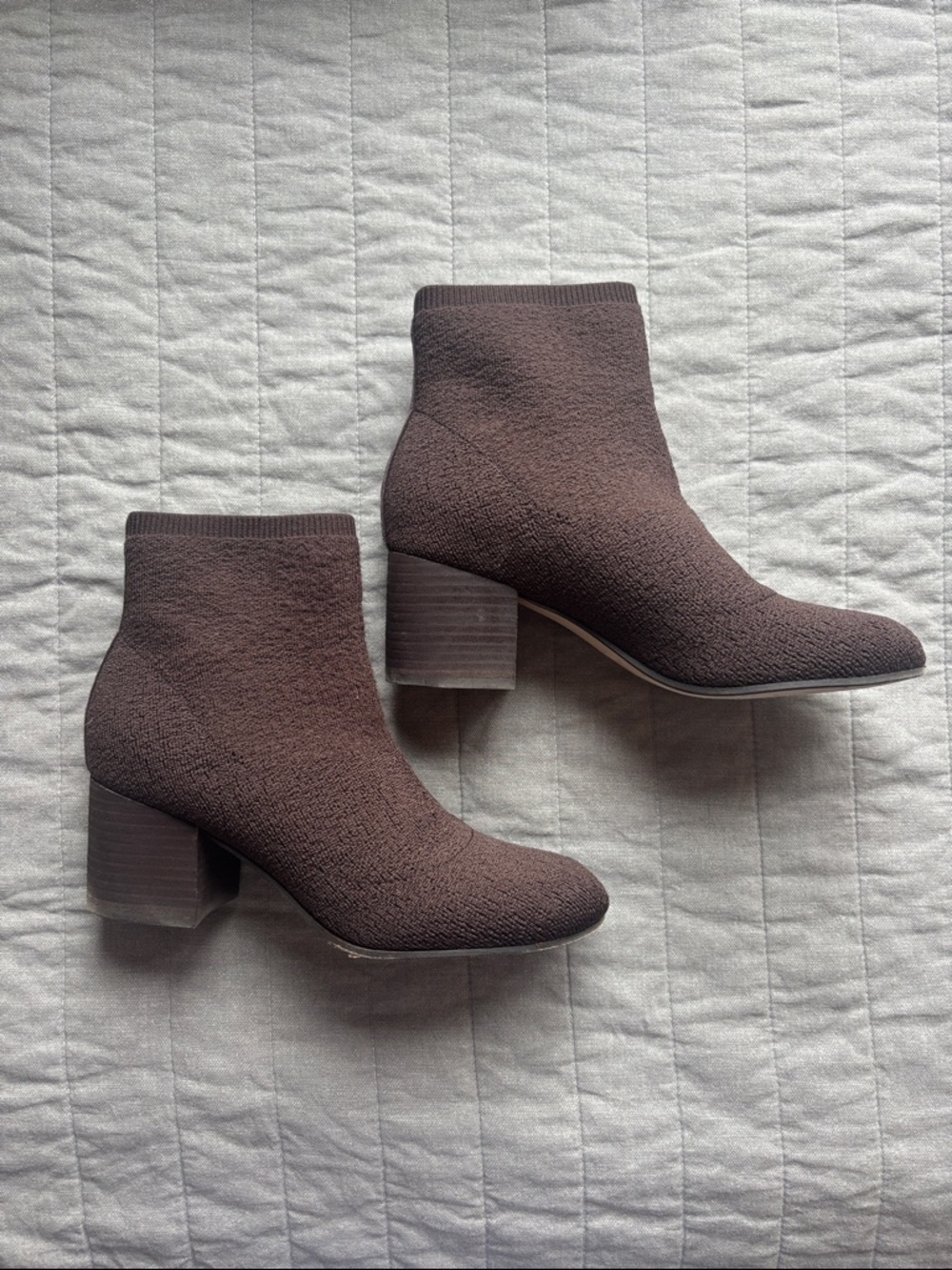 Women’s EILEEN FISHER Brown Knit Block Heel Ankle Boots Sz 7.5